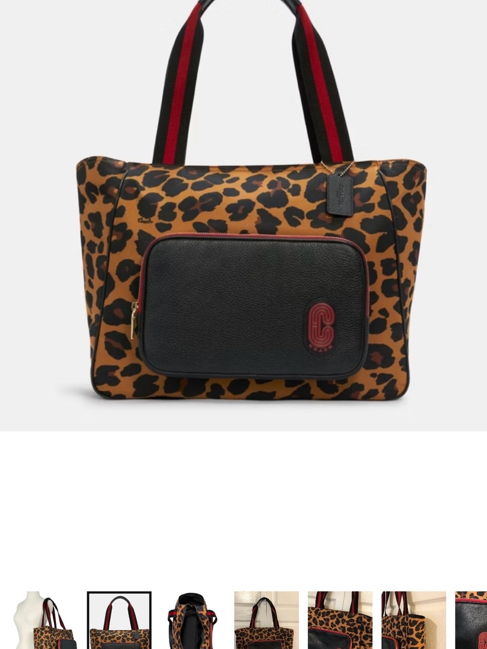 Coach - Leopard Print Tote Bag with Black Accents